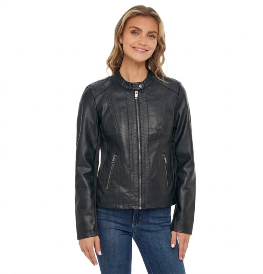 Kenneth Cole Faux Leather Moto Jacket Black XXL NWT
